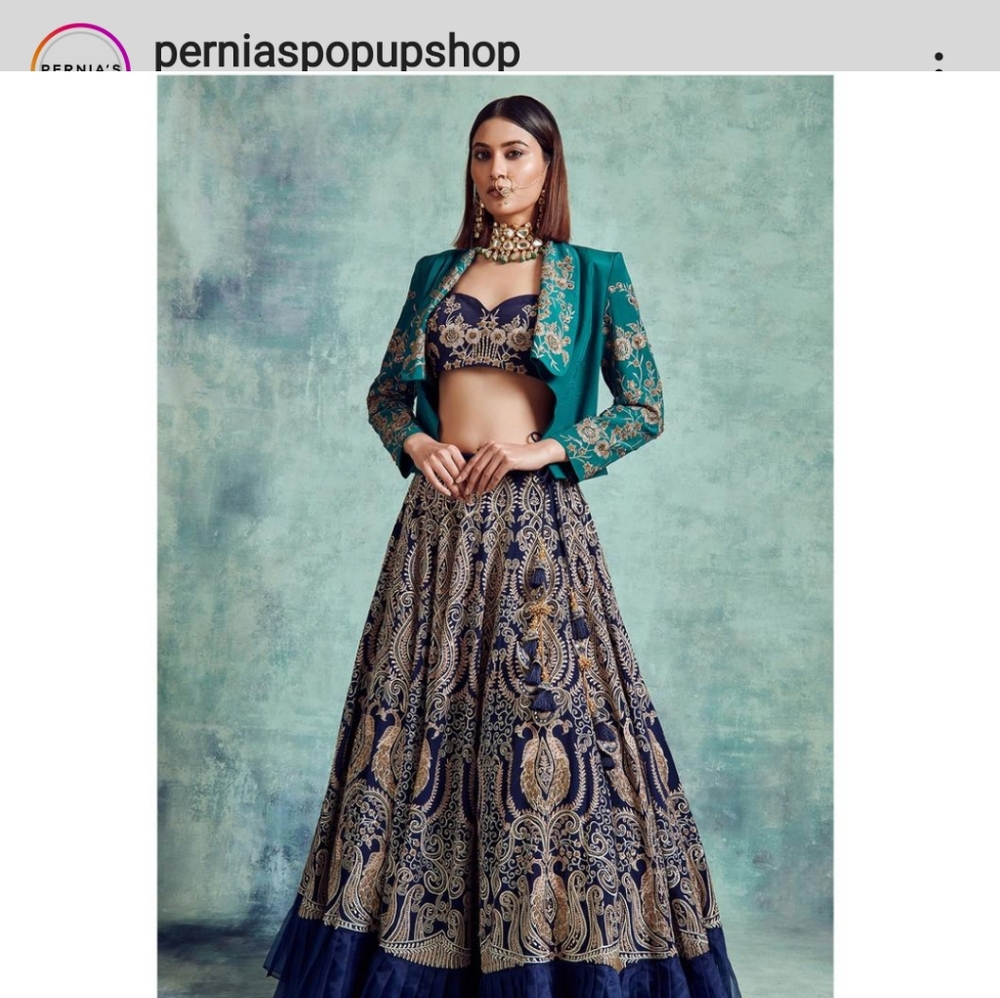 Heavy Navy Bridal/ Engagement Lehenga XS/ 34 embellished read description